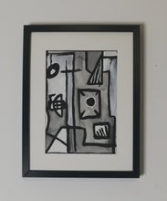 Charger l'image dans la galerie, Peinture sur papier géométrique noir et blanc unique - format A4 21x29cm
