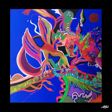 Charger l'image dans la galerie, Tableau unique mythologique Dragon de feu 30 x 30 cm