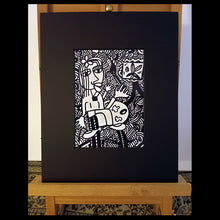 Charger l'image dans la galerie, Reproduction peinture - artiste peintre noir et blanc avec passe-partout noir 24 x 30 cm