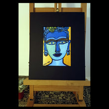 Charger l'image dans la galerie, Reproduction peinture - visage bleu impression avec passe-partout noir 24 x 30 cm