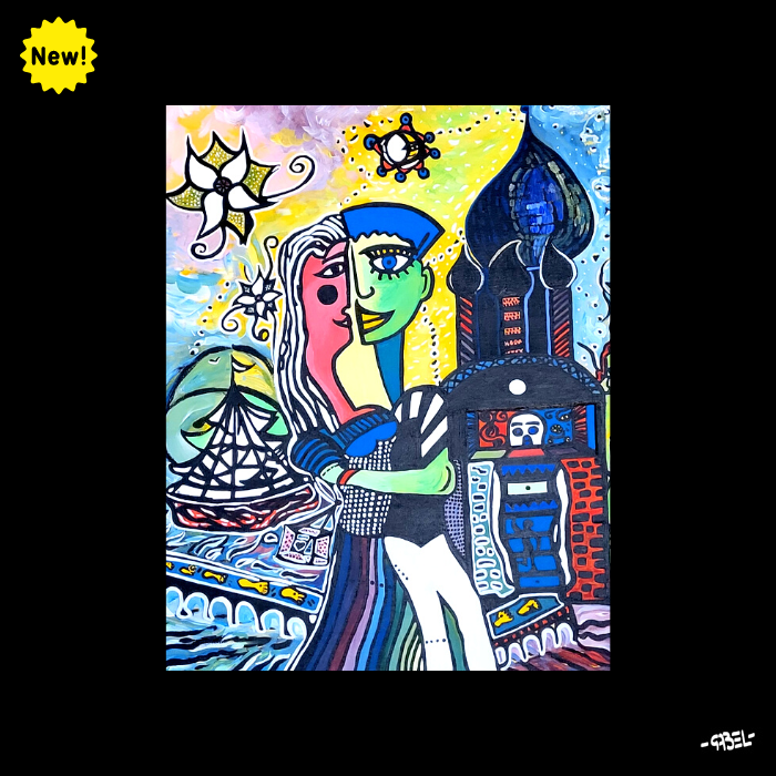 Tableau contemporain - Le marin amoureux -  61 x 46 cm