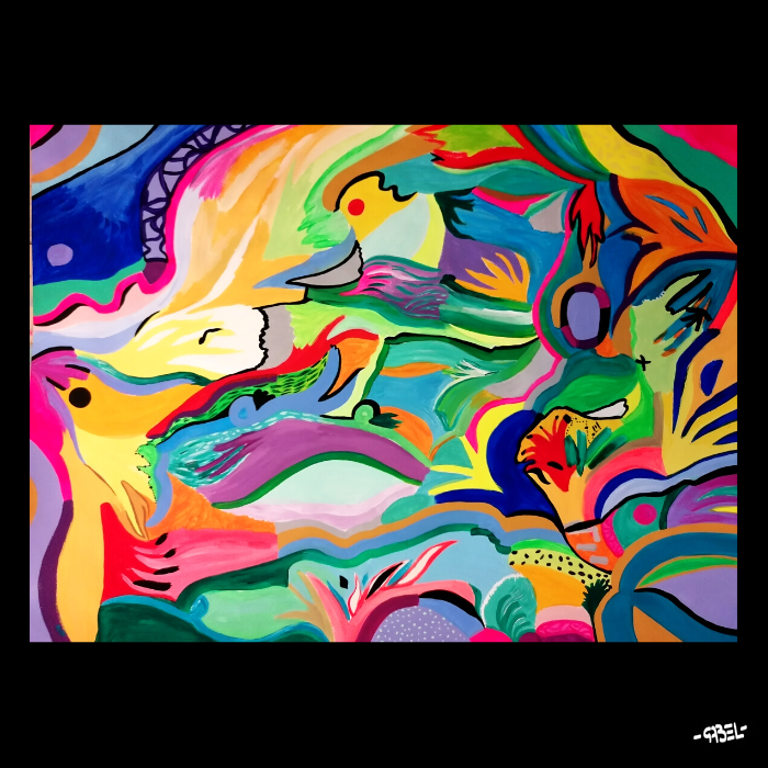 Peinture  unique sur papier Canson paysage imaginaire n°6 - 50 x 65 cm