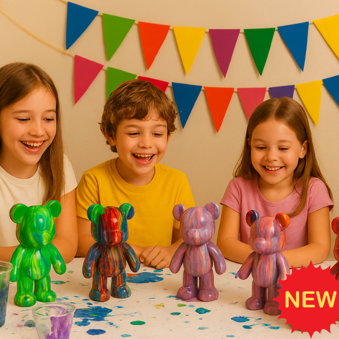 Atelier de peinture - anniversaire enfant à Bordeaux ourson pouring (8 enfants min)