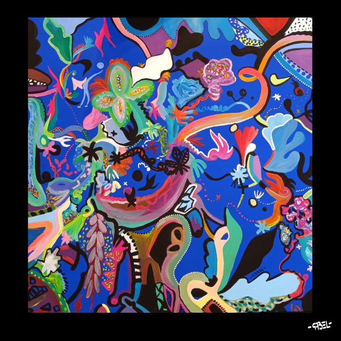 Tableau bouquet de couleurs n°9 80 x 80 cm