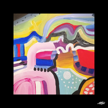 Charger l&#39;image dans la galerie, Tableau paysage imaginaire n°2 - mini format - 20 x 20 cm
