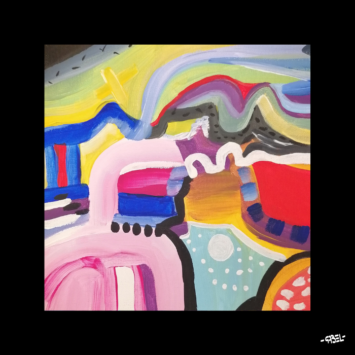 Tableau paysage imaginaire n°2 - mini format - 20 x 20 cm