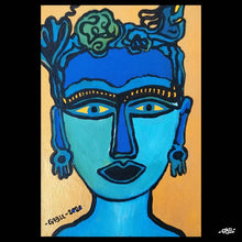 Charger l&#39;image dans la galerie, Tableau portrait bleu - mini format - 15 x 10 cm
