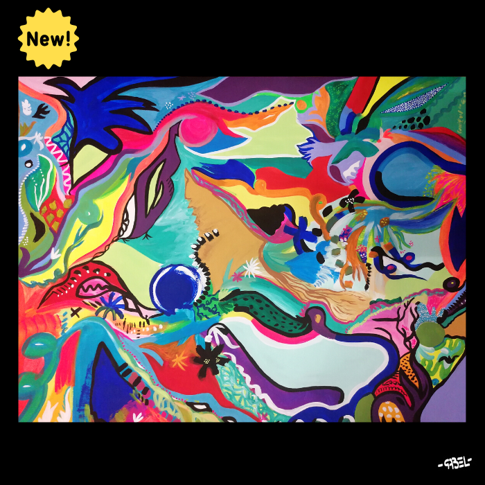 Peinture  unique sur papier Canson paysage imaginaire n°3 - 50 x 65 cm