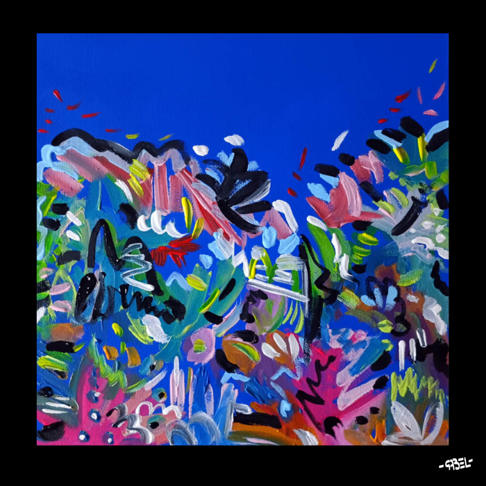 Tableau bouquet de couleurs n°1 30 x 30 cm