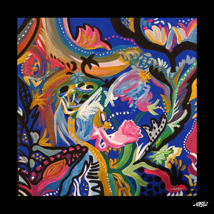 Tableau bouquet de couleurs n°2 30 x 30 cm