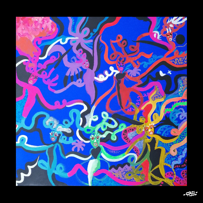 Tableau unique mythologique Méduse n°1 30 x 30 cm