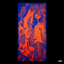 Charger l&#39;image dans la galerie, Tableau unique - bleu et orange- 30 x 15 cm
