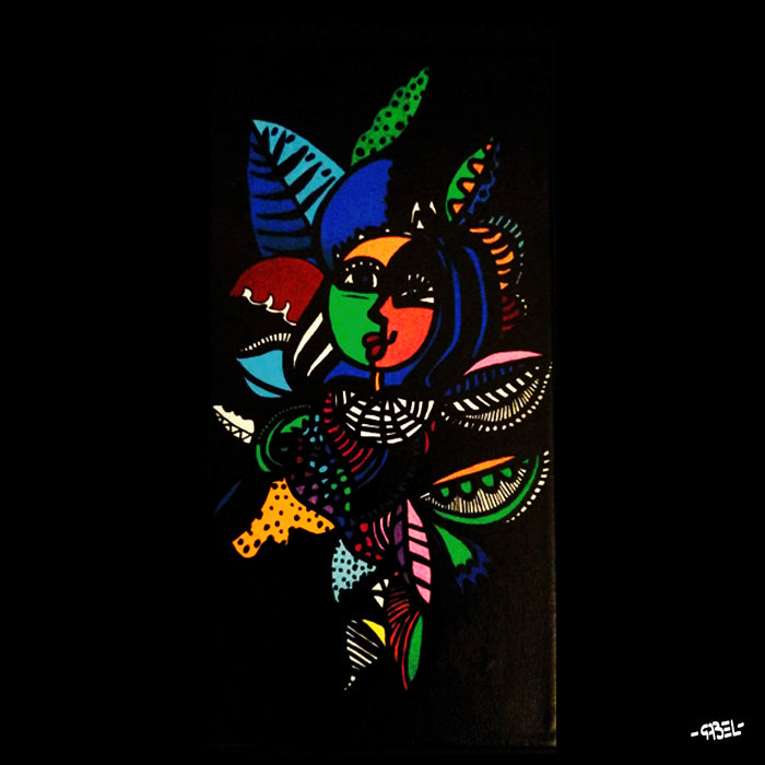 Tableau unique - La femme en fleur - 30 x 15 cm