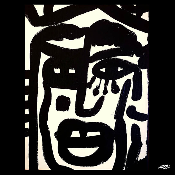 Tableau portrait noir et blanc unique 24 x 12 cm