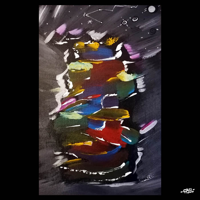 Tableau contemporain - Cosmos 46 x 27 cm