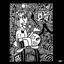 Charger l&#39;image dans la galerie, Reproduction peinture - artiste peintre noir et blanc avec passe-partout noir 24 x 30 cm
