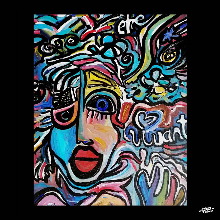 Tableau contemporain - Être vivant - 46 x 33 cm