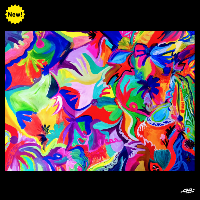 Peinture unique sur papier Canson paysage imaginaire n°4 - 50 x 65 cm