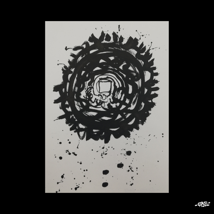 Peinture sur papier encre de chine unique - format A4 21x29cm