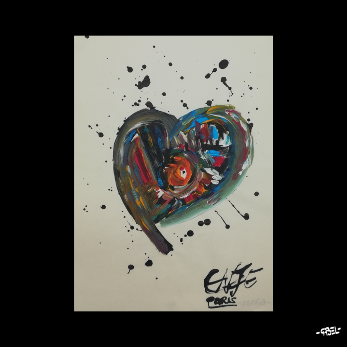 Peinture sur papier coeur unique - format A4 21x29cm
