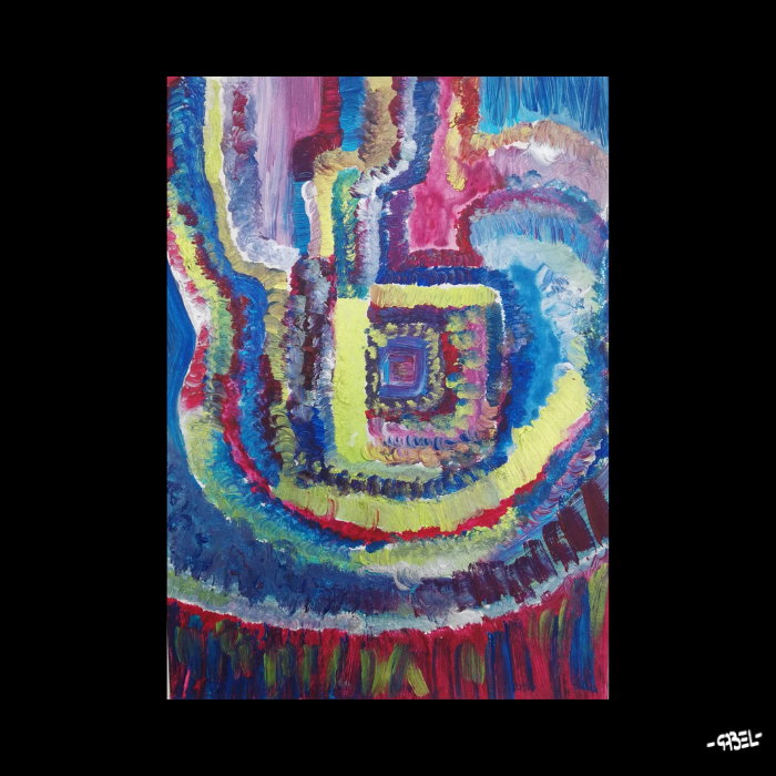 Peinture sur papier couleurs unique - format A4 21x29cm