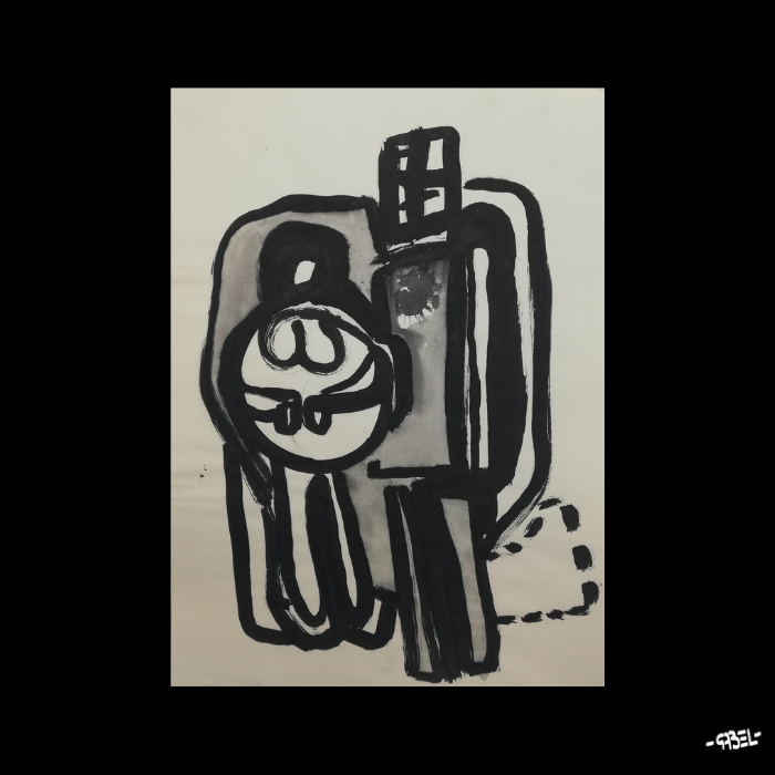 Peinture sur papier géométrique couple unique - format A4 21x29cm