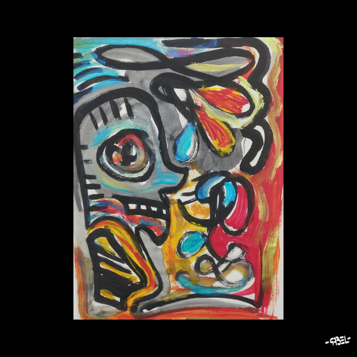 Peinture sur papier personnage coloré unique - format A4 21x29cm