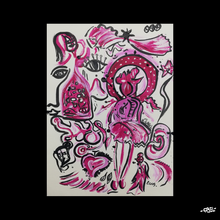Charger l&#39;image dans la galerie, Peinture sur papier personnage rose unique - format A4 21x29cm
