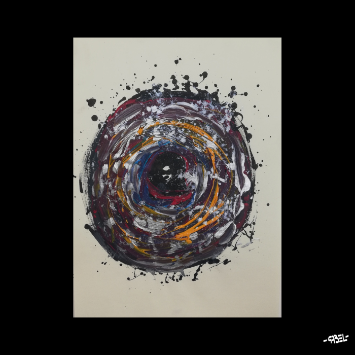 Peinture sur papier sphère unique - format A4 21x29cm