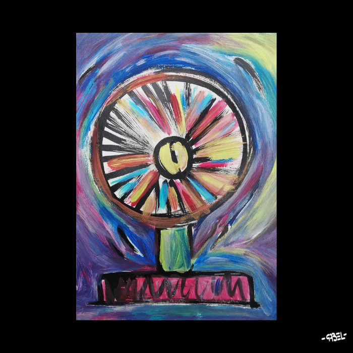 Peinture sur papier La roue tourne unique - format A4 21x29cm