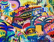 Charger l&#39;image dans la galerie, Reproduction peinture - paysage imaginaire avec passe-partout noir 24 x 30 cm
