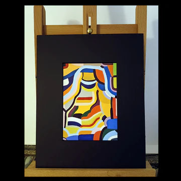 Reproduction - tableau coloré impression avec passe-partout noir 24 x 30 cm