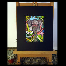 Charger l&#39;image dans la galerie, Reproduction - Eléphant impression avec passe-partout noir 24 x 30 cm
