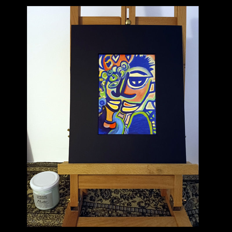 Reproduction peinture - les amoureux avec passe-partout noir 24 x 30 cm