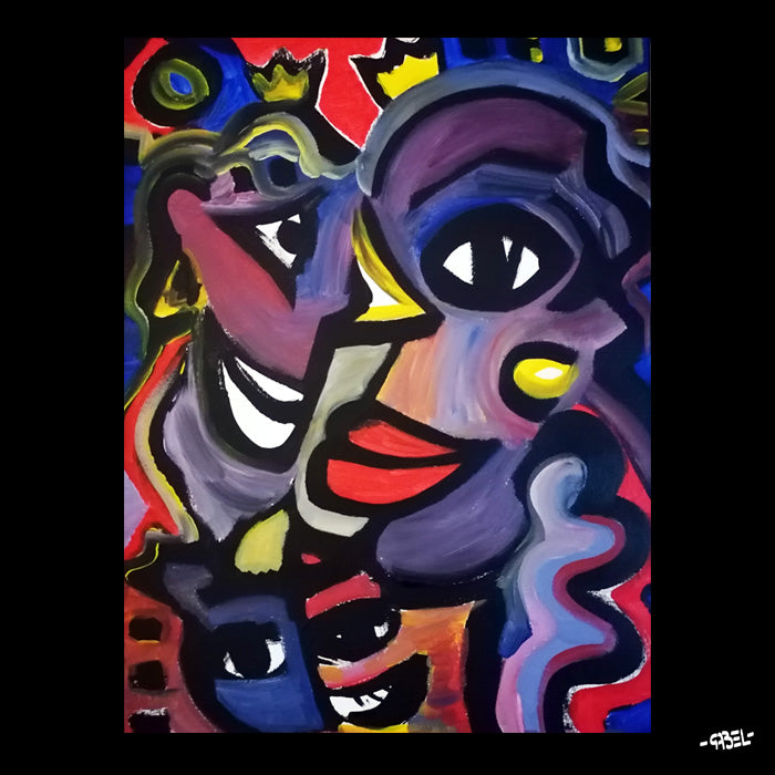 Tableau contemporain - La famille -  60 x 45 cm