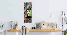 Charger l&#39;image dans la galerie, Tableau contemporain - La fille au collier rouge - 52 x 19 cm
