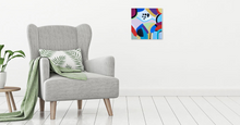 Charger l&#39;image dans la galerie, Tableau couleurs en harmonie et argent - 30 x 30 cm
