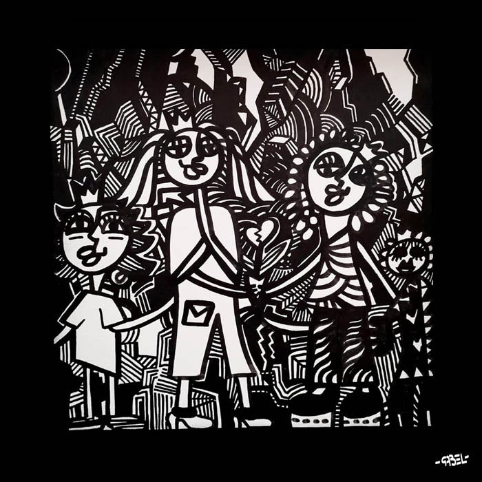 Tableau unique noir et blanc- mini format - 20 x 20 cm