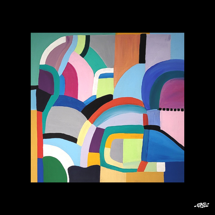 Tableau variation géométrique colorée - 50 x 50 cm