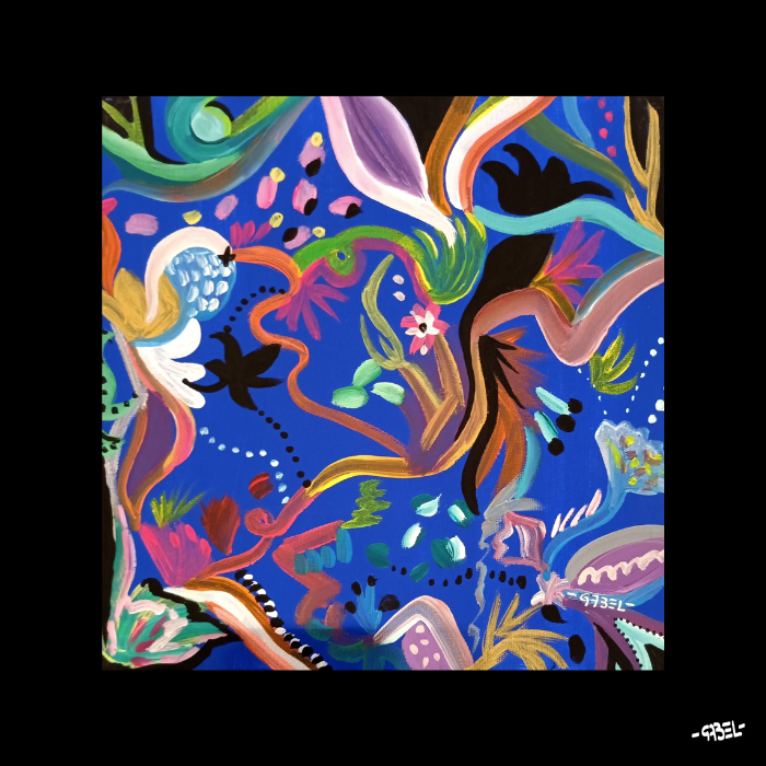 Tableau bouquet de couleurs n°7 20 x 20 cm