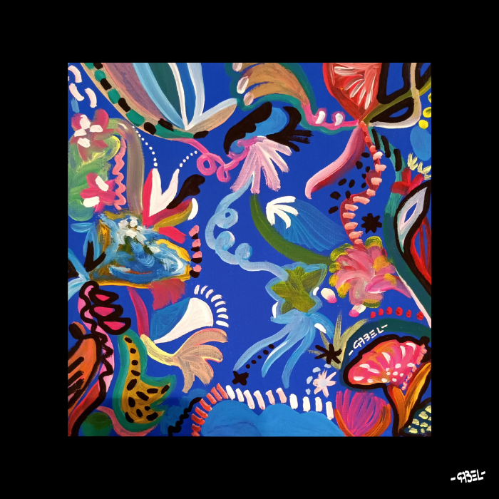 Tableau bouquet de couleurs n°5 20 x 20 cm