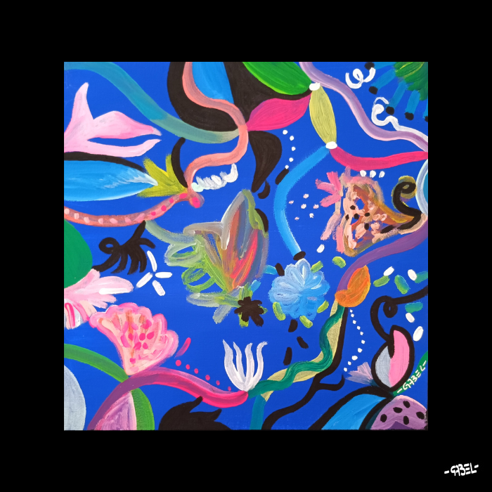 Tableau bouquet de couleurs n°4 20 x 20 cm